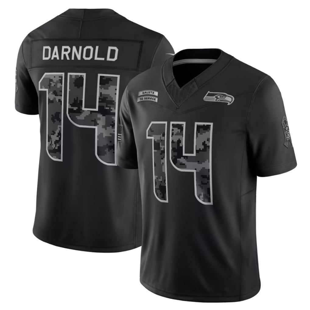 harde S.Seahawks #14 Sam Darnold Player Black Limited 2026 Salute to Service Home Game Stitched Jerseys