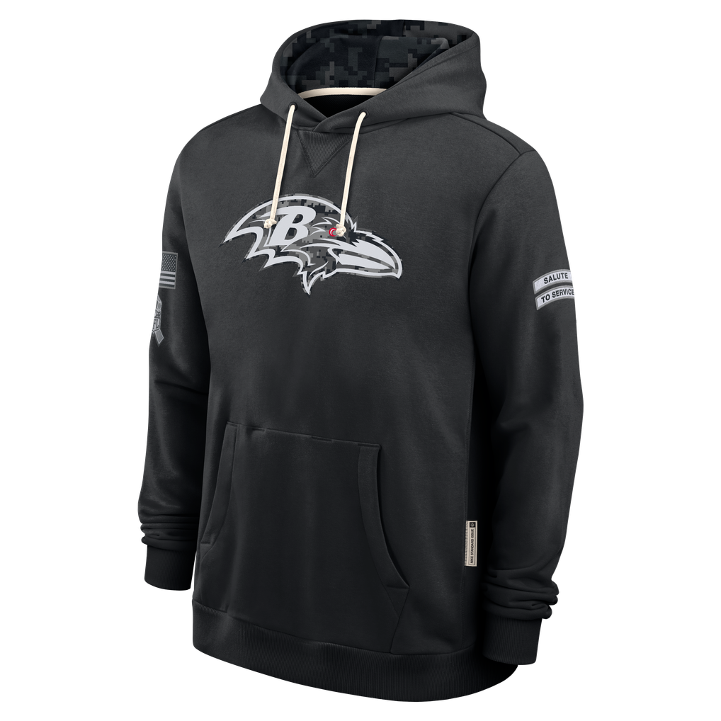 harde B.Ravens Black 2026 Salute to Service Sideline Dri-FIT Pullover Hoodie Jerseys