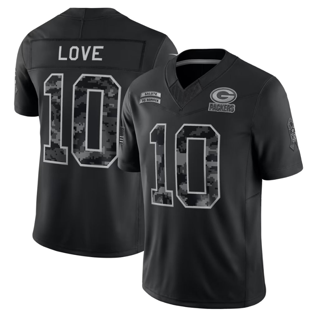 harde GB.Packers #10 Jordan Love Player Black Limited 2026 Salute to Service Home Game Stitched Jerseys