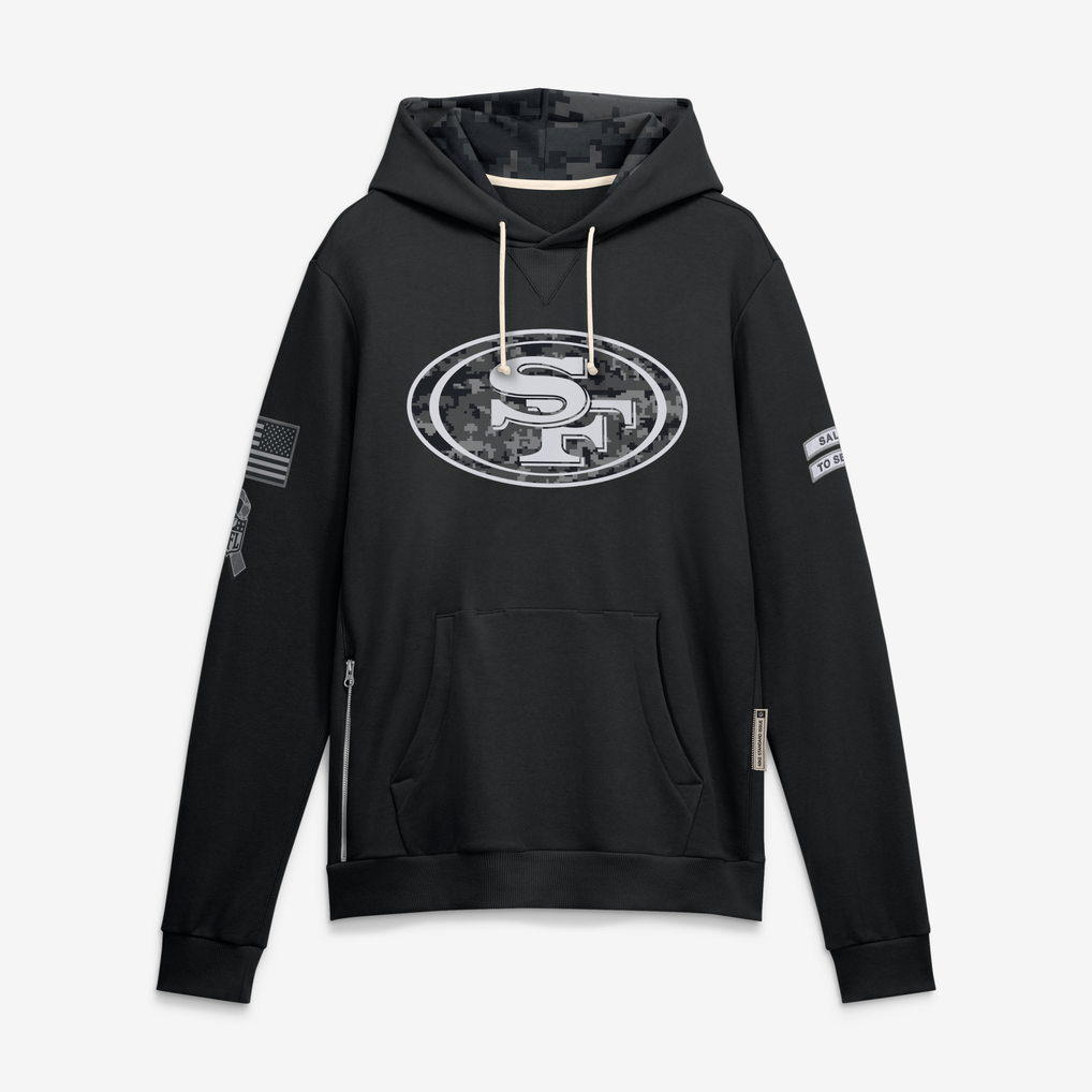 harde SF.49ers Black 2026 Salute to Service Sideline Dri-FIT Pullover Hoodie Jerseys