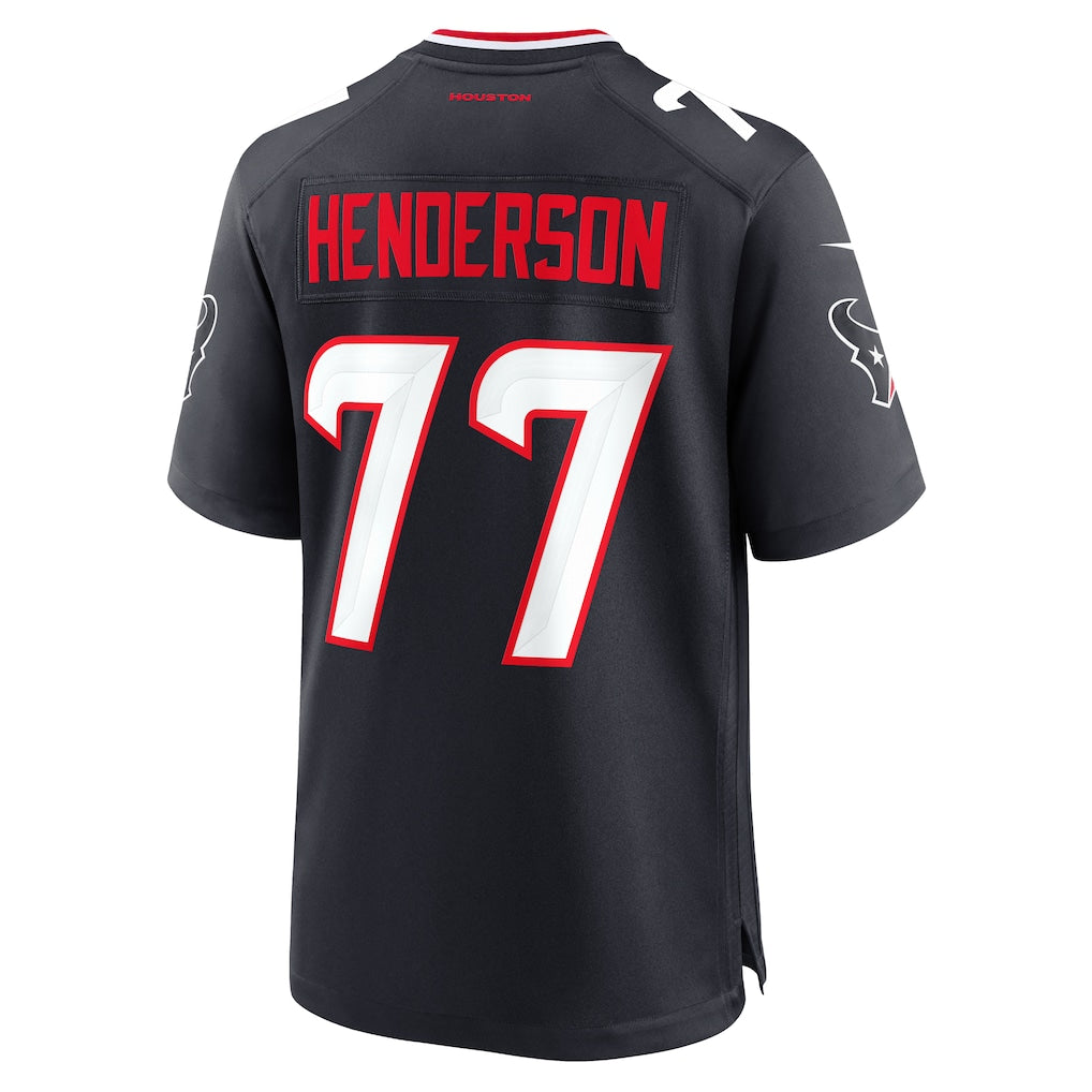 harde H.Texans #77 LaDarius Henderson Navy Team Game Jersey