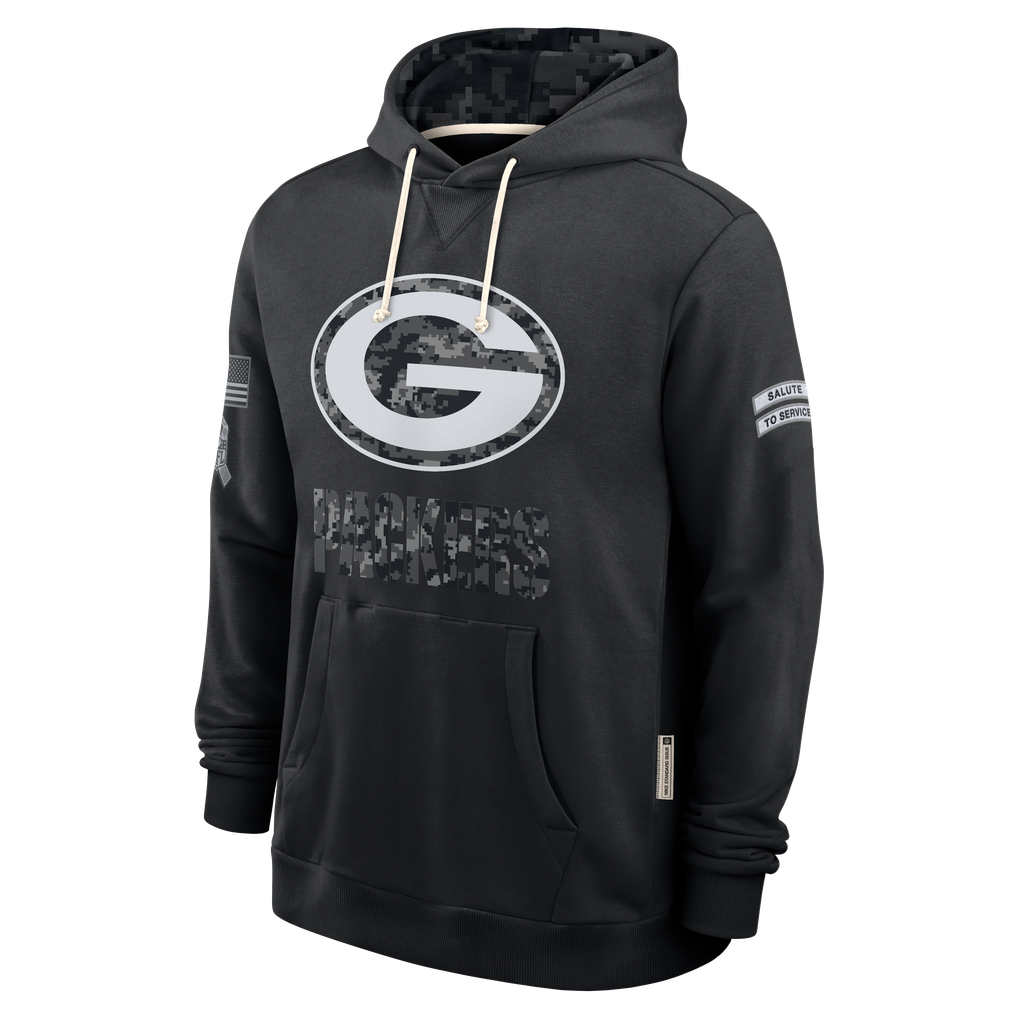 harde GB.Packers Black 2026 Salute to Service Sideline Dri-FIT Pullover Hoodie Jerseys