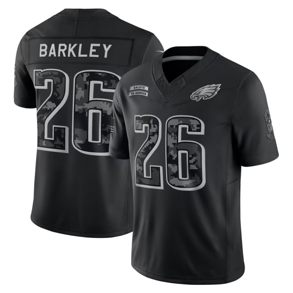 harde P.Eagles #26 Saquon Barkley Player Black Limited 2026 Salute to Service Home Game Stitched Jerseys