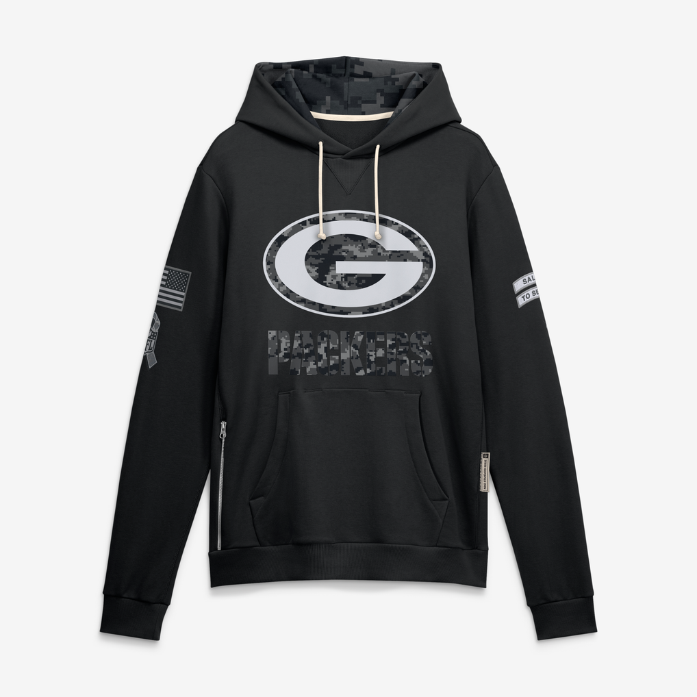 harde GB.Packers Black 2026 Salute to Service Sideline Dri-FIT Pullover Hoodie Jerseys