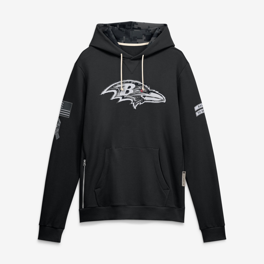 harde B.Ravens Black 2026 Salute to Service Sideline Dri-FIT Pullover Hoodie Jerseys