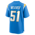 harde LA.Chargers #51 Rashad Weaver Powder Blue Team Game Jersey
