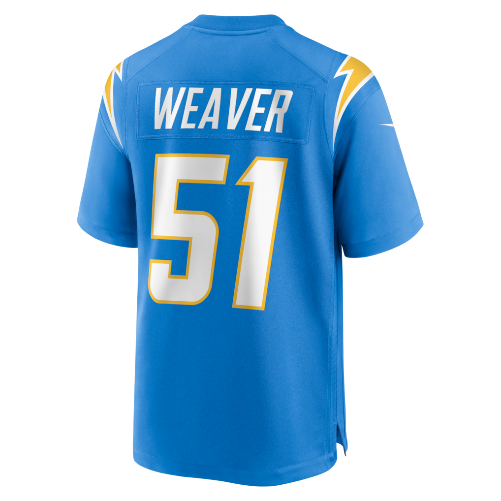harde LA.Chargers #51 Rashad Weaver Powder Blue Team Game Jersey