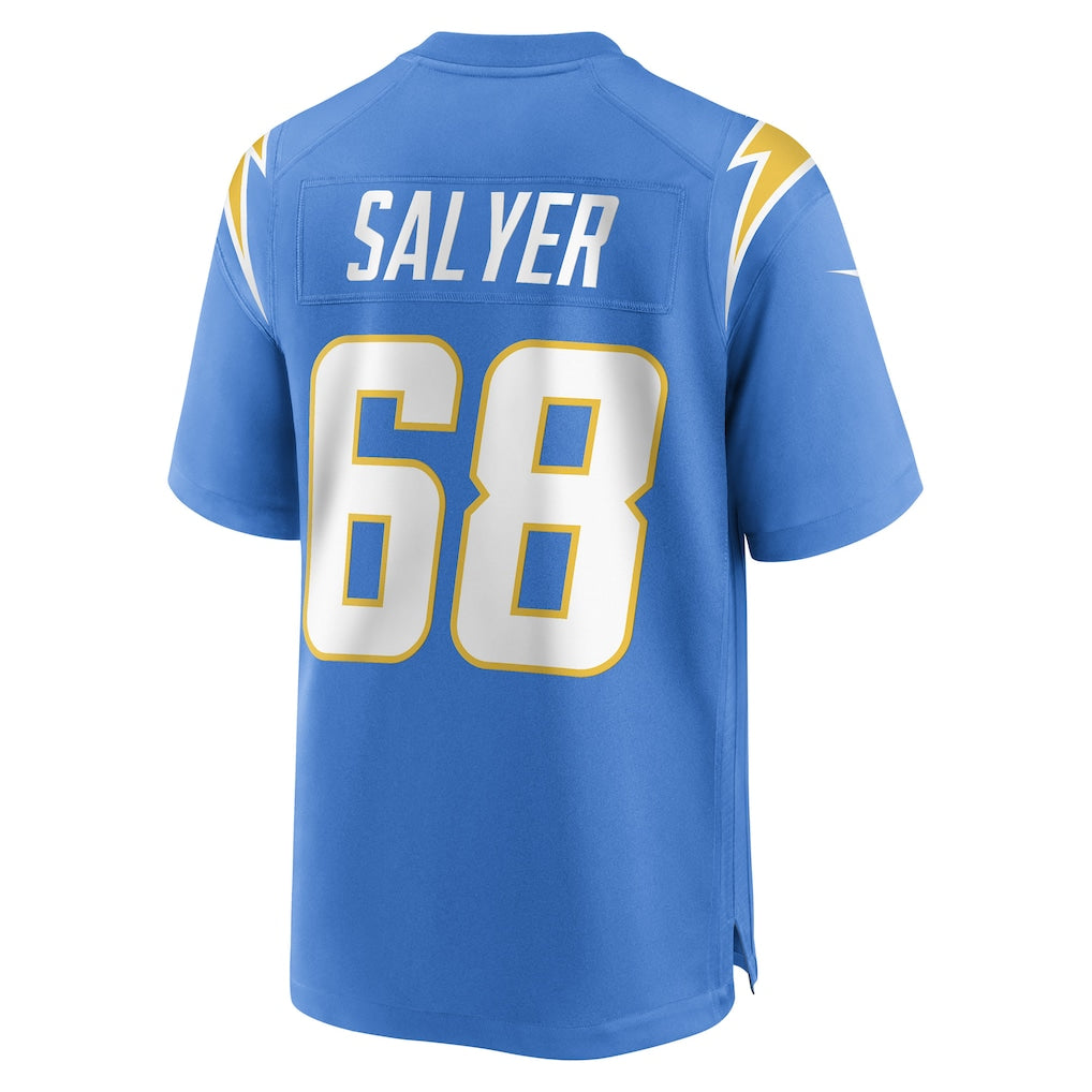 harde LA.Chargers #68 Jamaree Salyer Powder Blue Player Game Jersey
