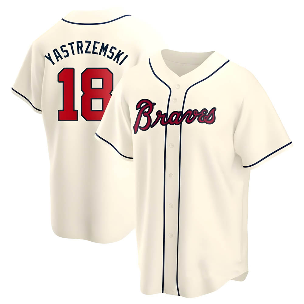 harde A.Braves #18 Mike Yastrzemski player Cream Replica Alternate Stitched Jerseys