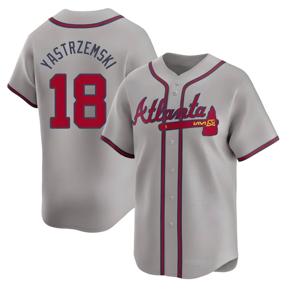 harde A.Braves #18 Mike Yastrzemski player Gray Limited Away Stitched Jerseys