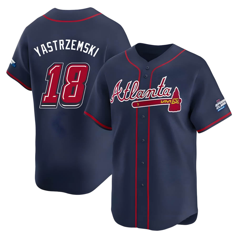 harde A.Braves #18 Mike Yastrzemski player Navy Limited Speedway Classic Alternate Stitched Jerseys