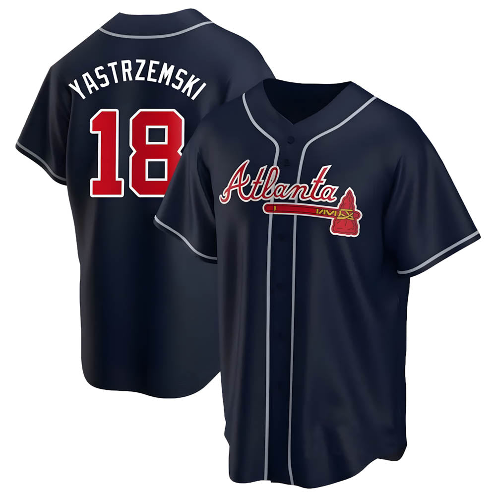 harde A.Braves #18 Mike Yastrzemski player Navy Replica Alternate Stitched Jerseys