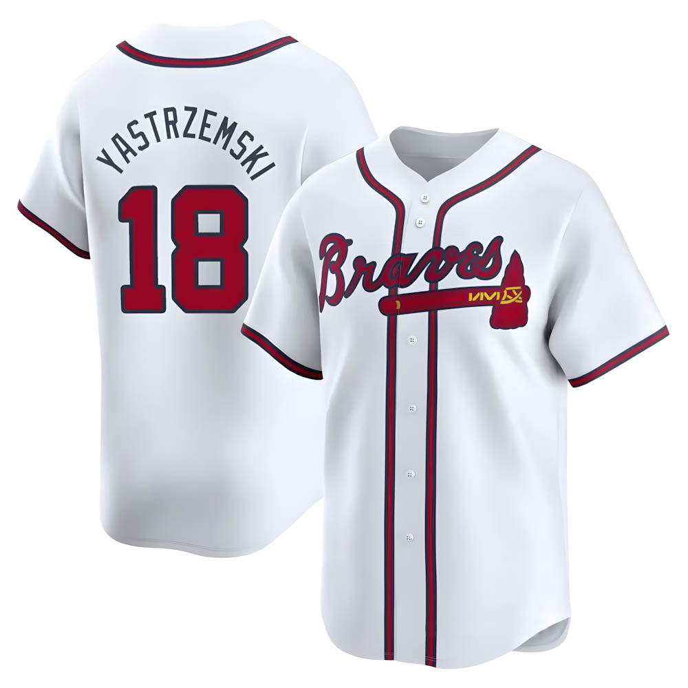 harde A.Braves #18 Mike Yastrzemski player White Limited Home Stitched Jerseys
