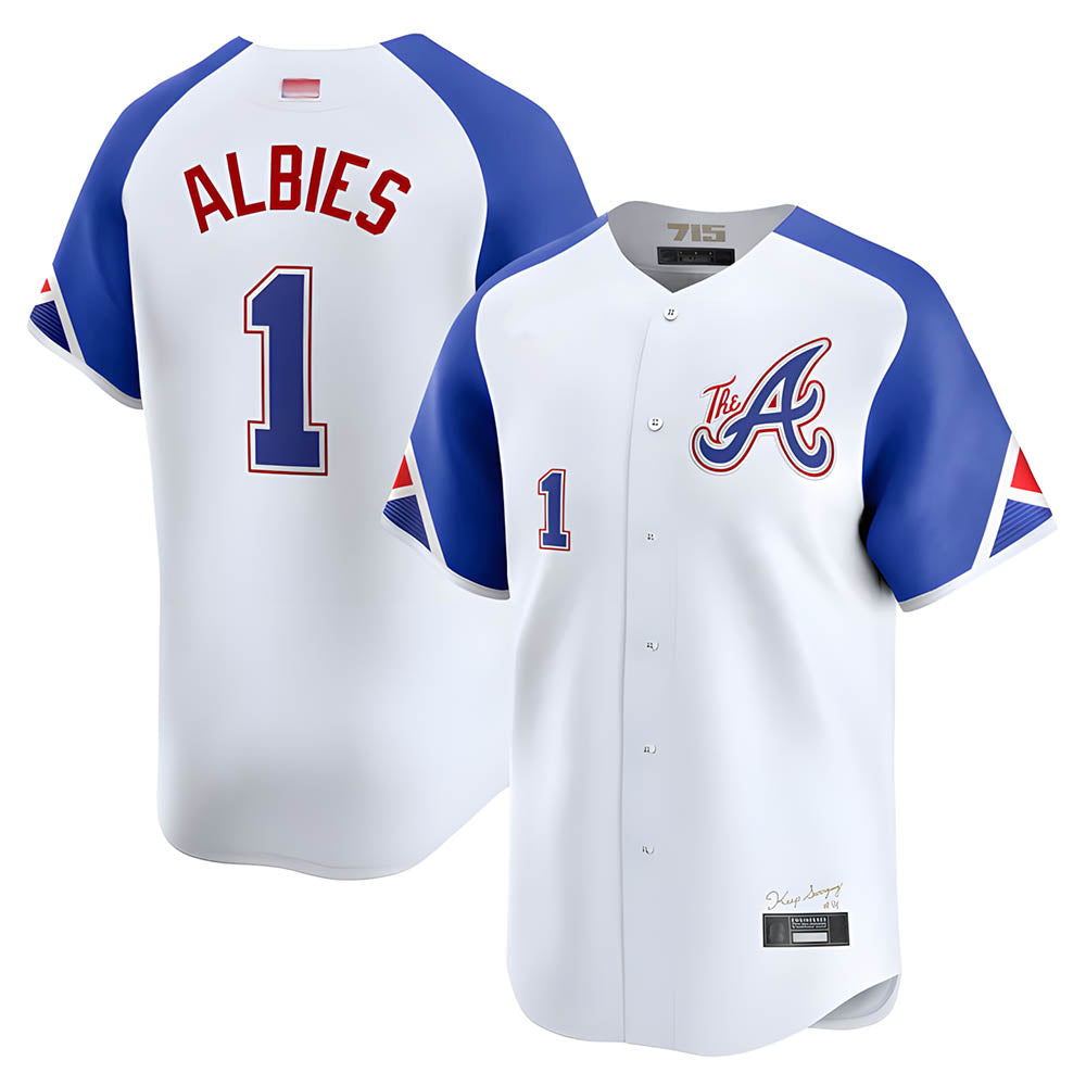 harde A.Braves #1 Ozzie Albies Player Blue City Connect Stitched Jerseys
