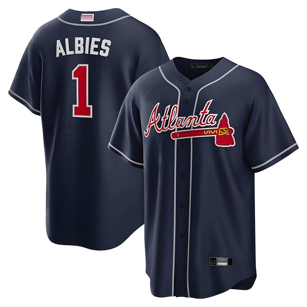 harde A.Braves #1 Ozzie Albies Player Navy Alternate Stitched Jerseys