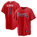 harde A.Braves #1 Ozzie Albies Player Red Alternate Stitched Jerseys