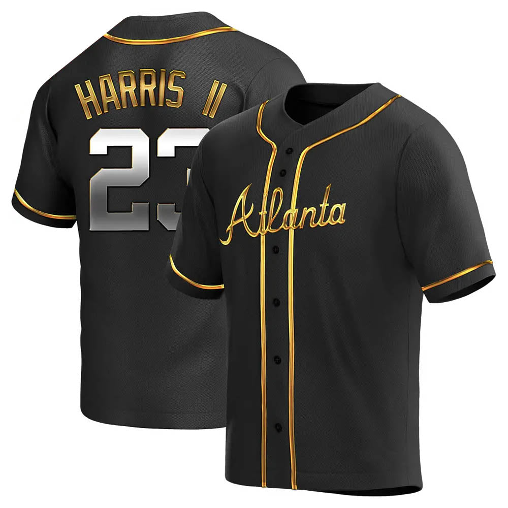 harde A.Braves #23 Michael Harris II player Gold Replica Black en Alternate Stitched Jerseys