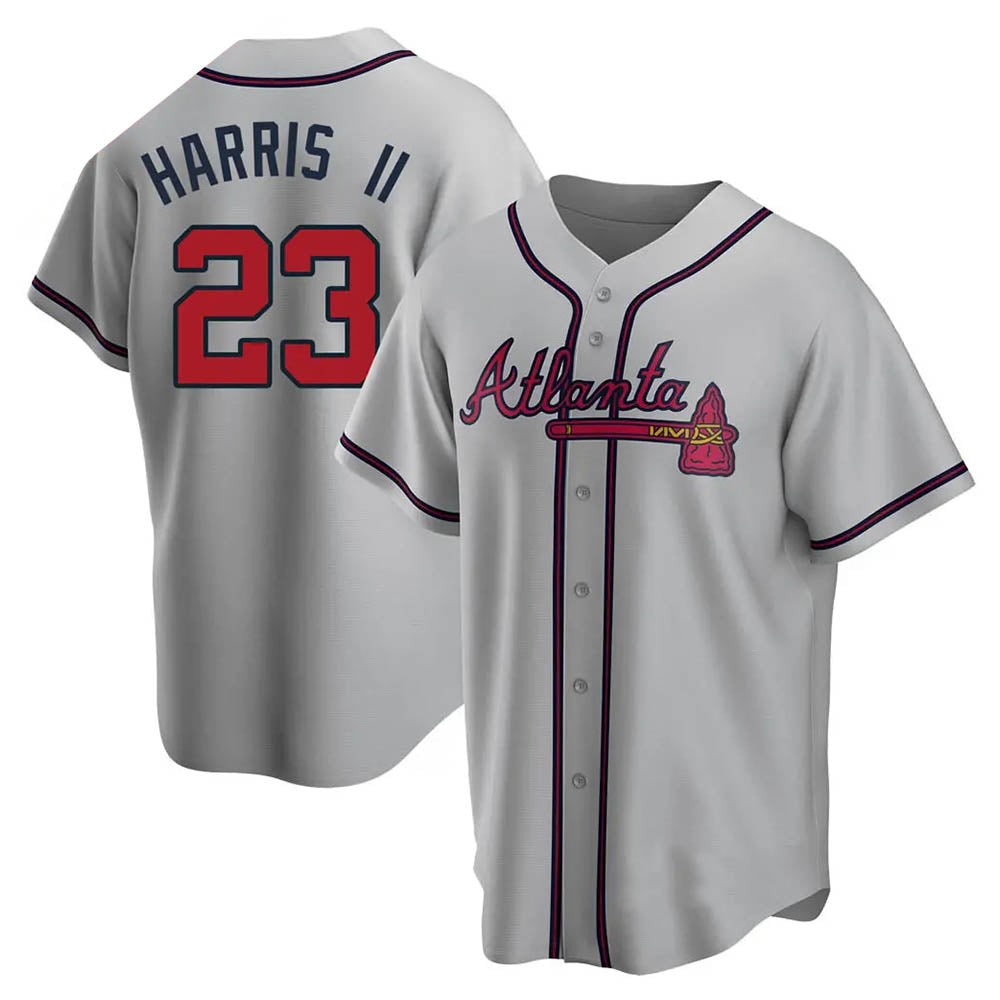 harde A.Braves #23 Michael Harris II player Gray Replica Road Stitched Jerseys