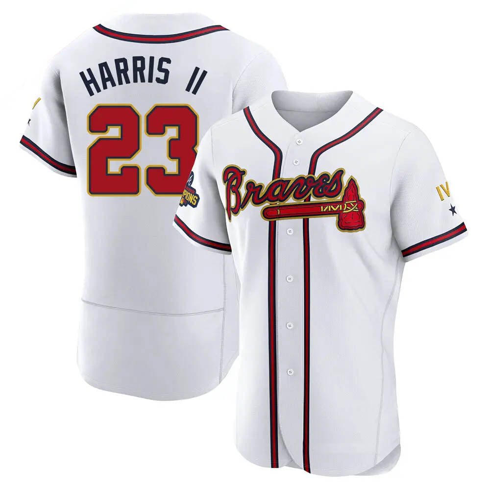 harde A.Braves #23 Michael Harris II player White&Gold Authentic Program Stitched Jerseys