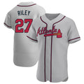 harde A.Braves #27 Austin Riley Player Gray Authentic Road Stitched Jerseys