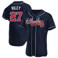 harde A.Braves #27 Austin Riley Player Navy Authentic Alternate Stitched Jerseys