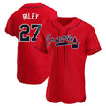 harde A.Braves #27 Austin Riley Player Red Authentic Alternate Stitched Jerseys
