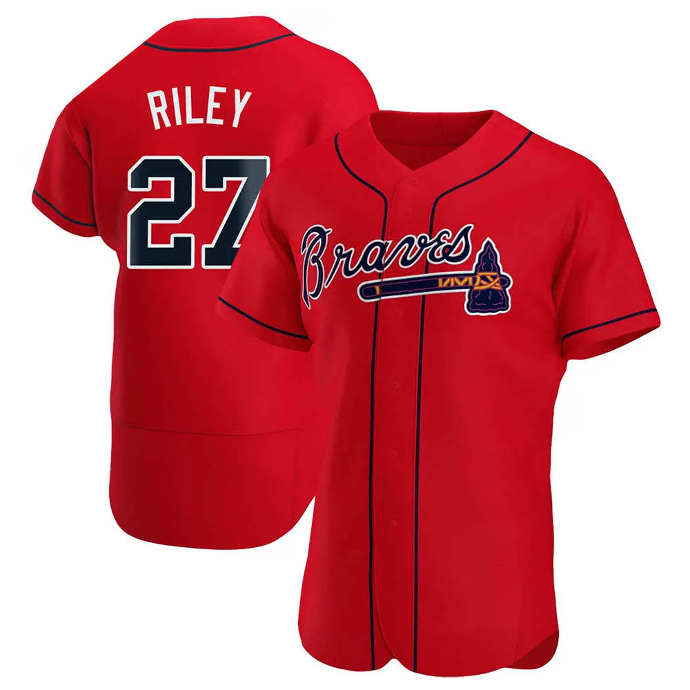 harde A.Braves #27 Austin Riley Player Red Authentic Alternate Stitched Jerseys