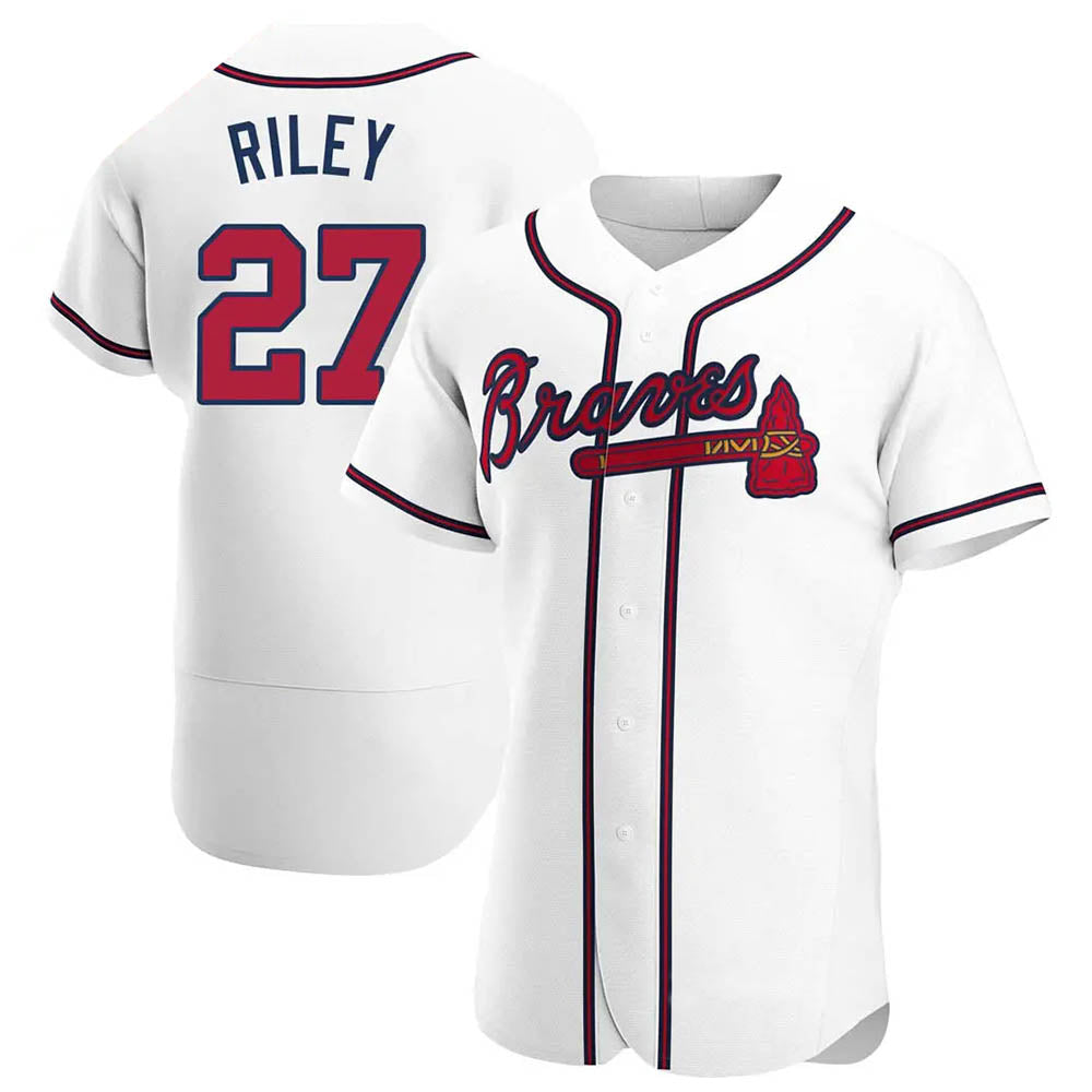 harde A.Braves #27 Austin Riley Player White Authentic Home Stitched Jerseys