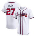 harde A.Braves #27 Austin Riley Player White Elite Home Stitched Jerseys