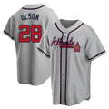 harde A.Braves #28 Matt Olson Player Gray Replica Road Stitched Jerseys