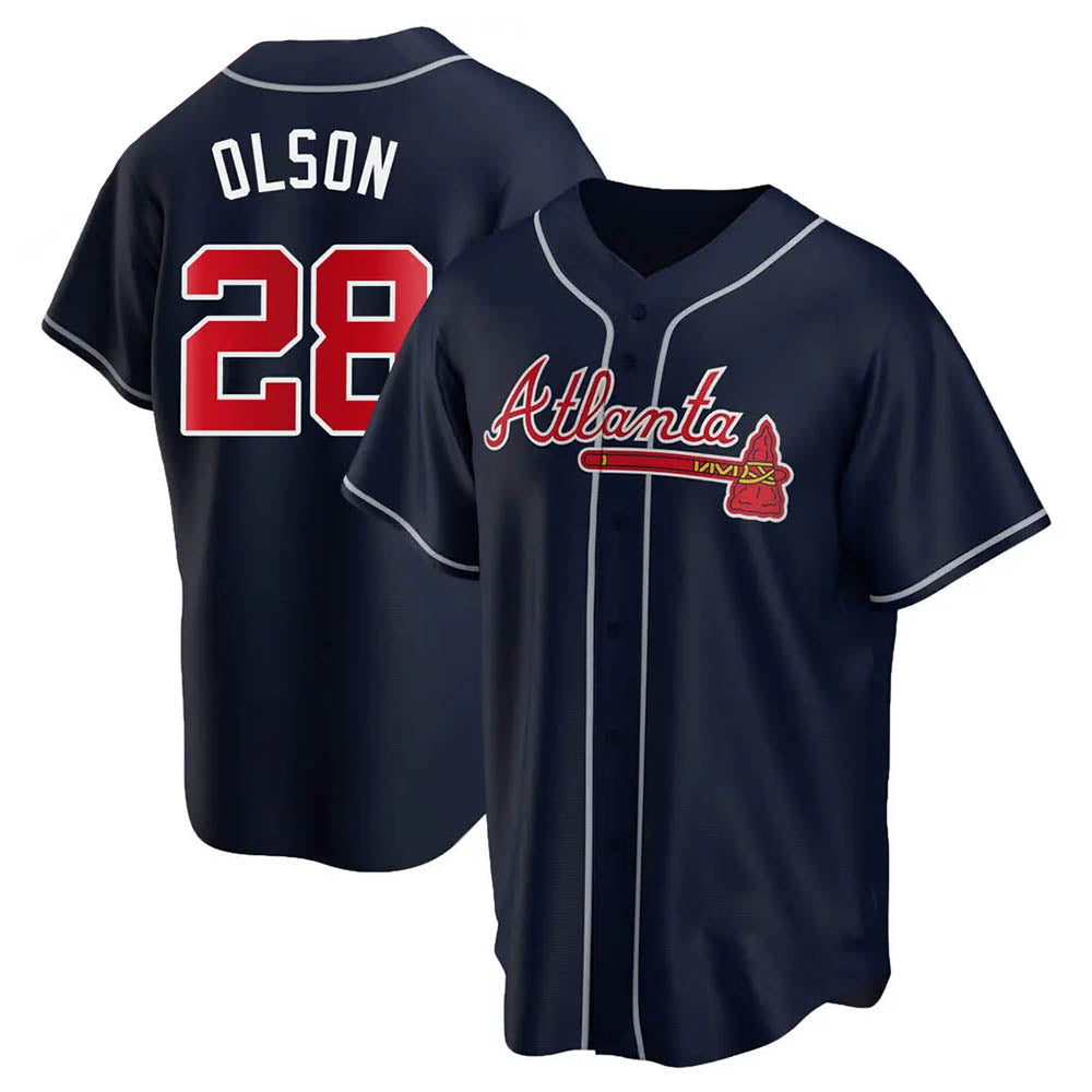 harde A.Braves #28 Matt Olson Player Navy Replica Alternate Stitched Jerseys