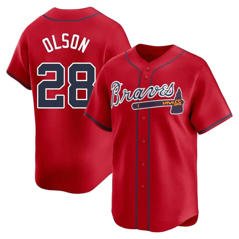 harde A.Braves #28 Matt Olson Player Red Limited Alternate Stitched Jerseys