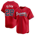 harde A.Braves #28 Matt Olson Player Red Limited Alternate Stitched Jerseys
