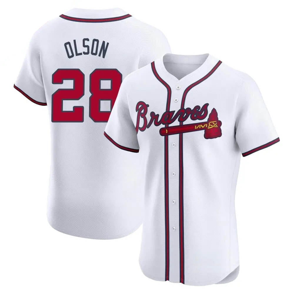 harde A.Braves #28 Matt Olson Player White Elite Home Stitched Jerseys