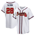 harde A.Braves #28 Matt Olson Player White&Gold Replica Program Stitched Jerseys