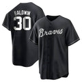 harde A.Braves #30 Drake Baldwin player Black&White Replica Stitched Jerseys