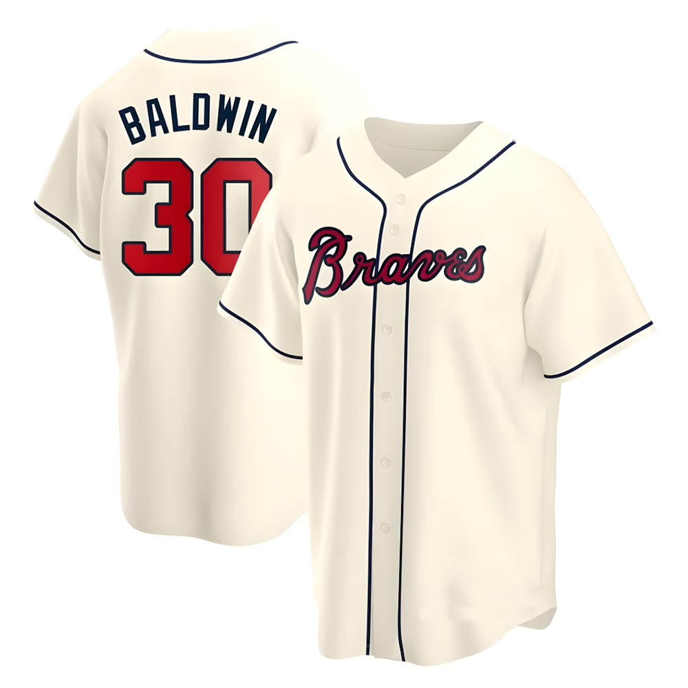 harde A.Braves #30 Drake Baldwin player Cream Replica Alternate Stitched Jerseys