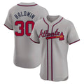 harde A.Braves #30 Drake Baldwin player Gray Elite Road Stitched Jerseys