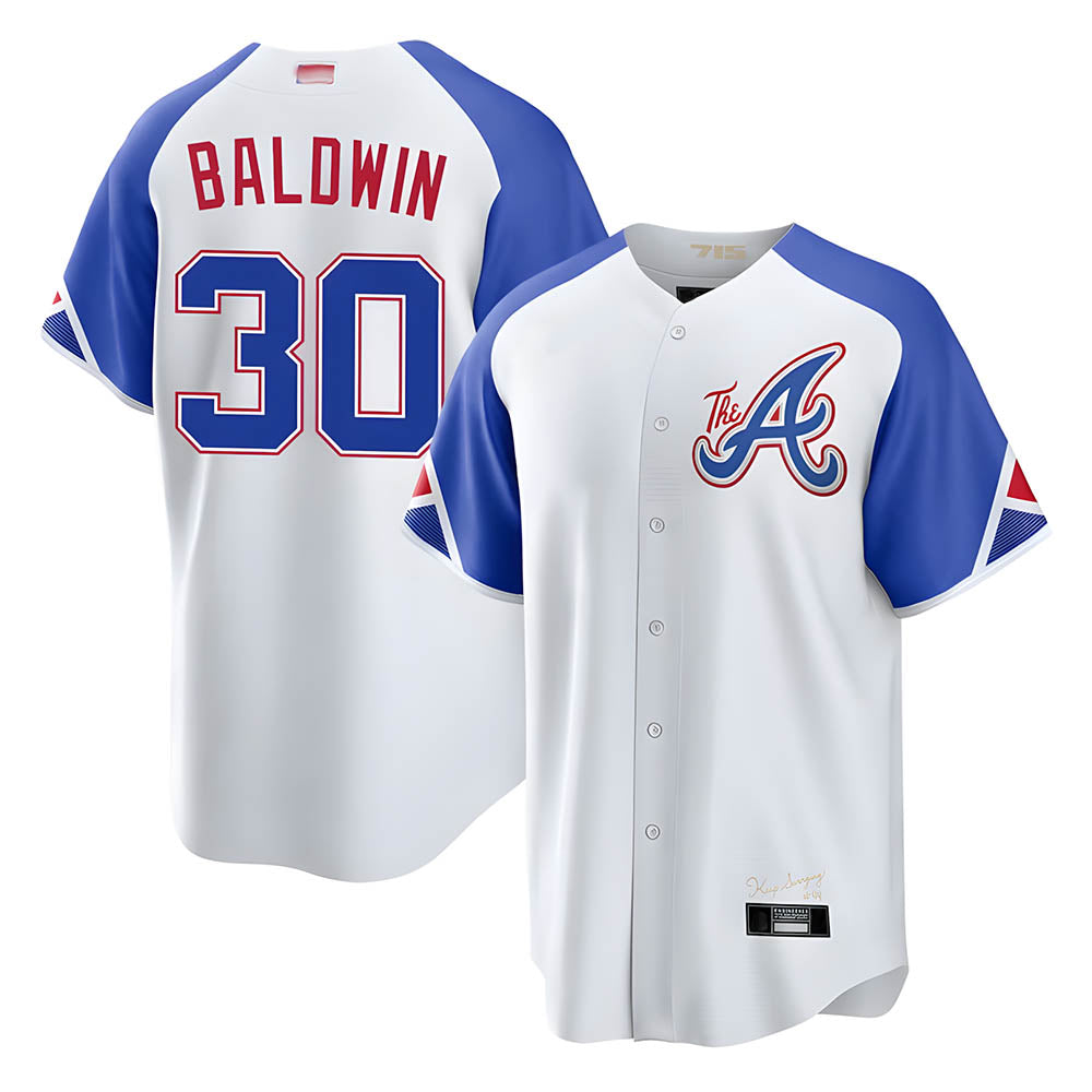 harde A.Braves #30 Drake Baldwin player White City Connect Stitched Jerseys