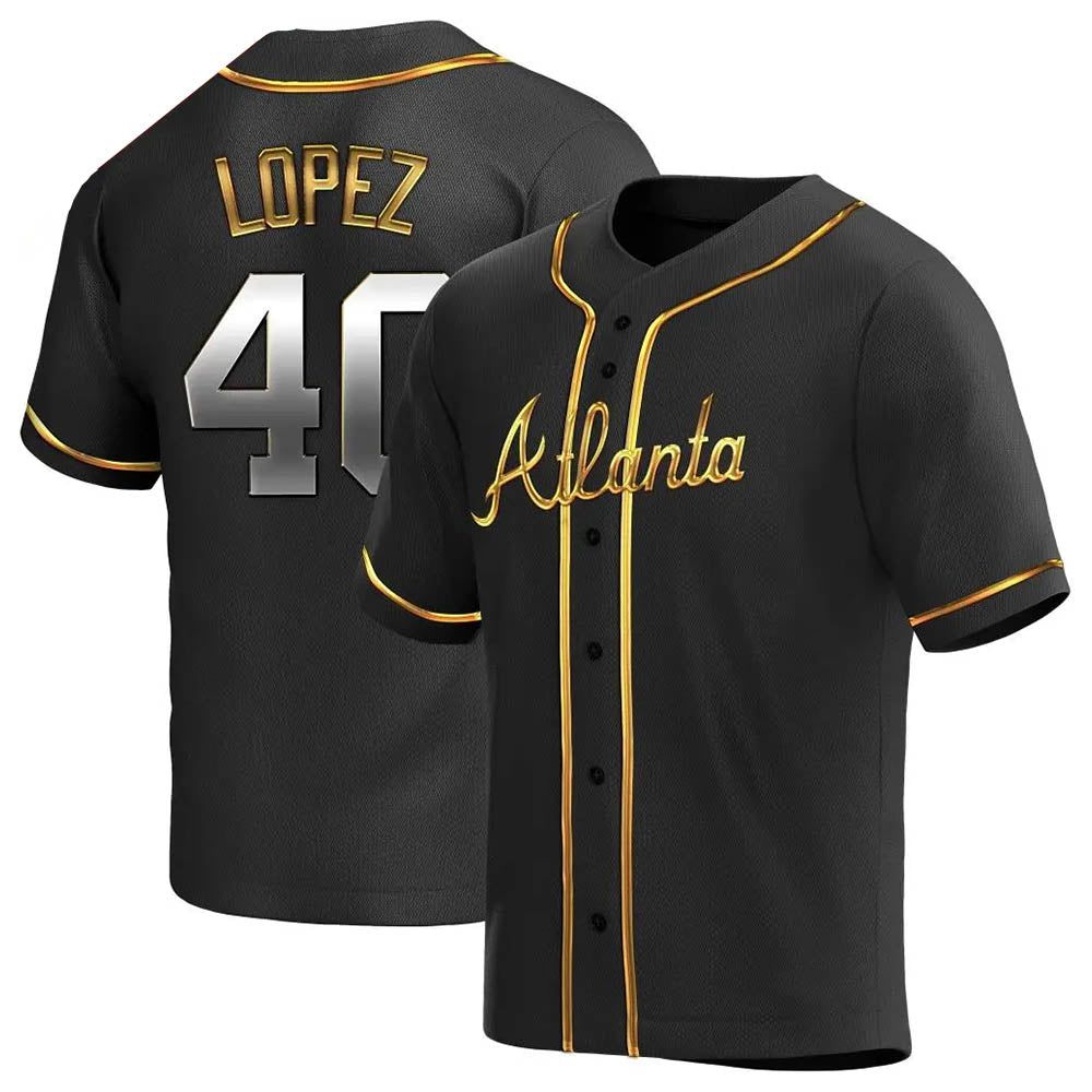 harde A.Braves #40 Reynaldo Lopez player Black & Gold Replica en Alternate Stitched Jerseys