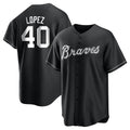 harde A.Braves #40 Reynaldo Lopez player Black&White Replica Stitched Jerseys