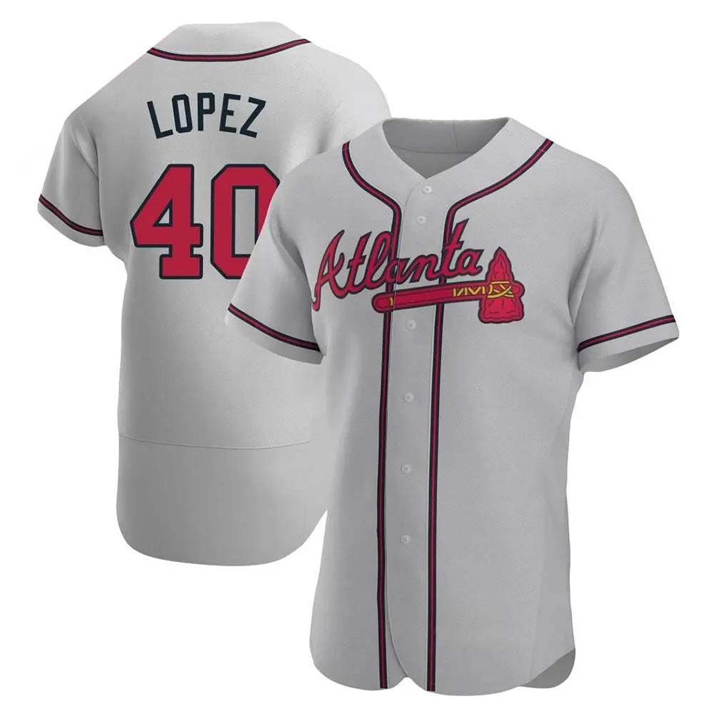harde A.Braves #40 Reynaldo Lopez player Gray Authentic Road Stitched Jerseys