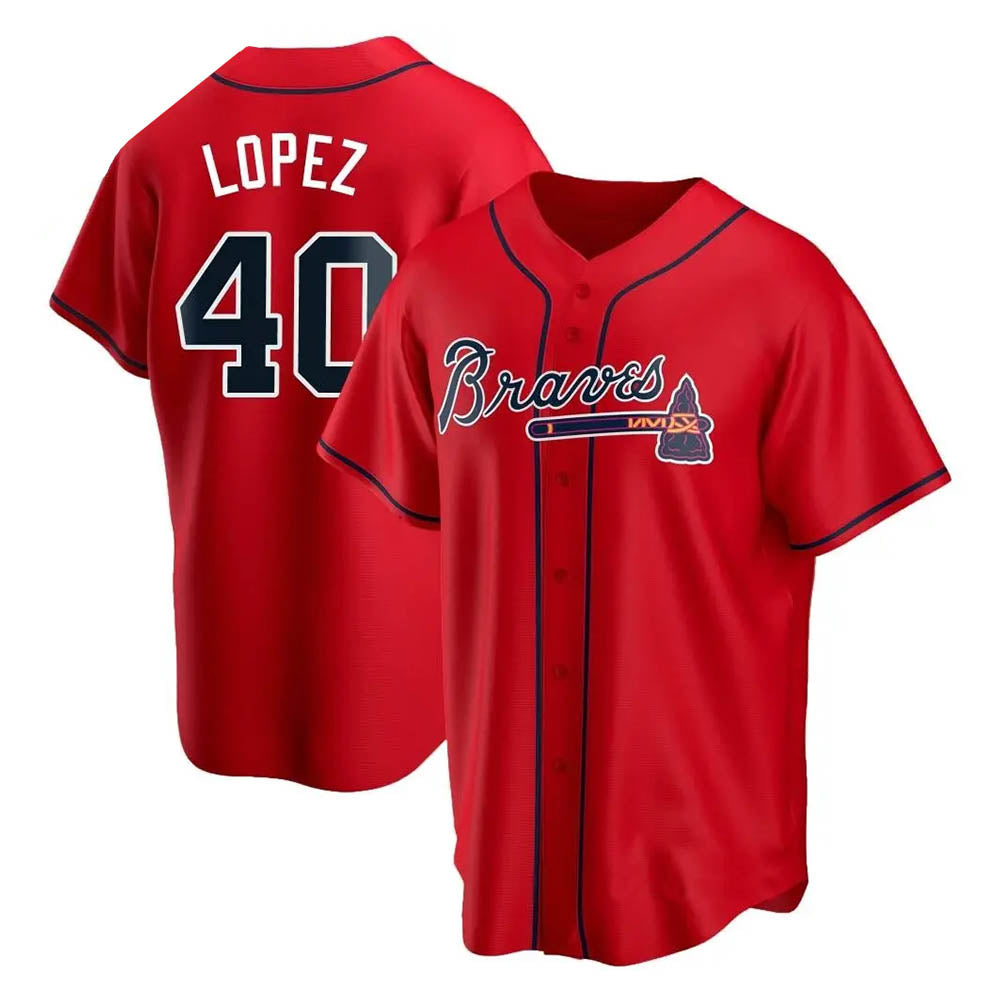 harde A.Braves #40 Reynaldo Lopez player Red Replica Alternate Stitched Jerseys