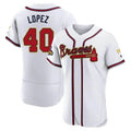 harde A.Braves #40 Reynaldo Lopez player White&Gold Authentic Program Stitched Jerseys