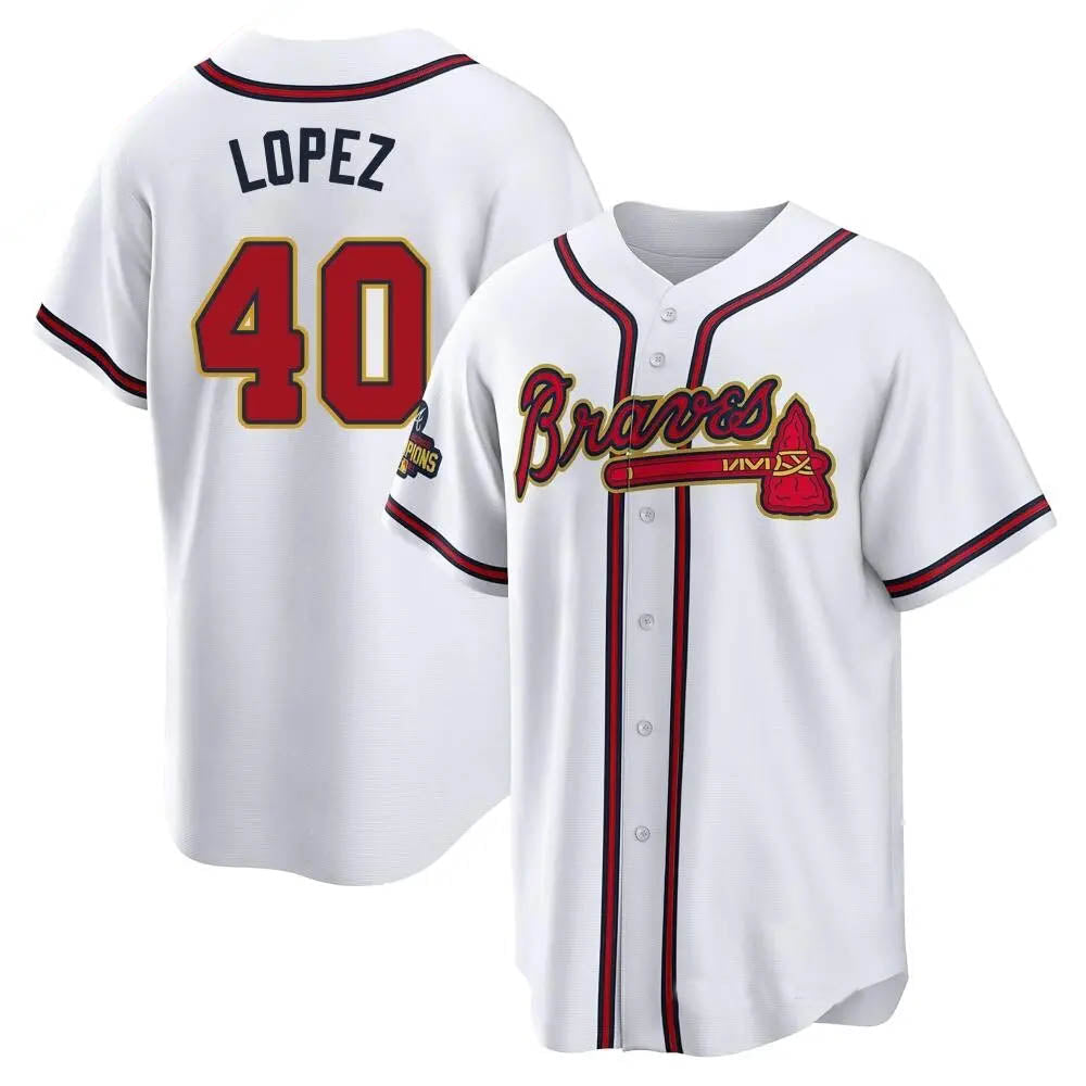 harde A.Braves #40 Reynaldo Lopez player White&Gold Replica Program Stitched Jerseys