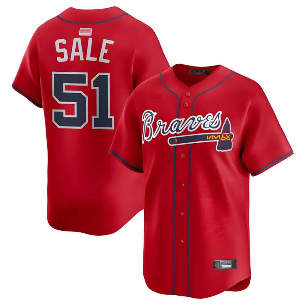 harde A.Braves #51 Chris Sale Player Red Alternate Limited Stitched Jerseys