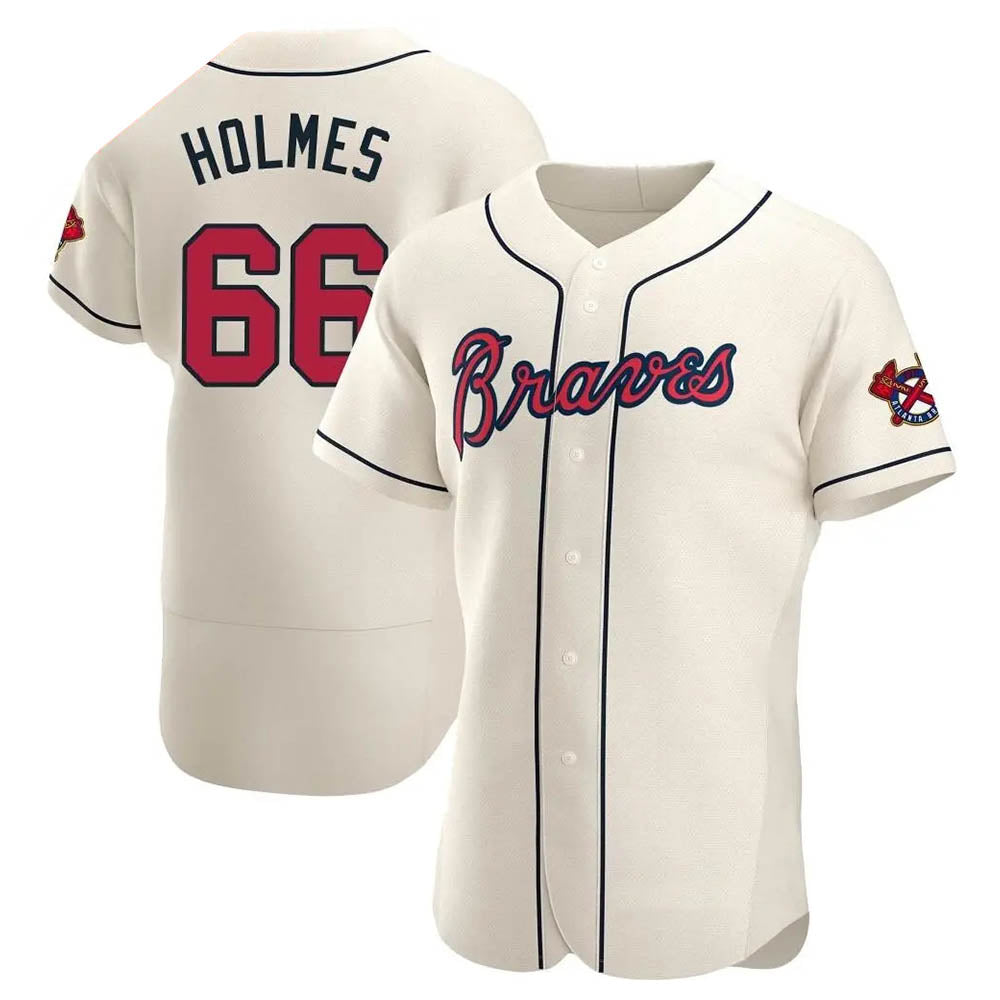 harde A.Braves #66 Grant Holmes Player Cream Authentic Alternate Stitched Jerseys