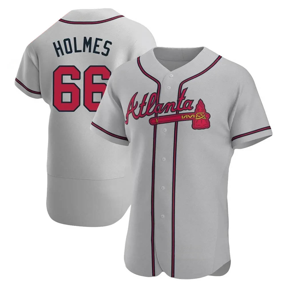 harde A.Braves #66 Grant Holmes Player Gray Authentic Road Stitched Jerseys