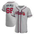 harde A.Braves #66 Grant Holmes Player Gray Authentic Road Stitched Jerseys