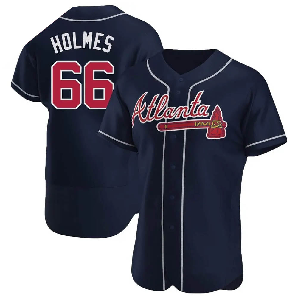 harde A.Braves #66 Grant Holmes Player Navy Authentic Alternate Stitched Jerseys